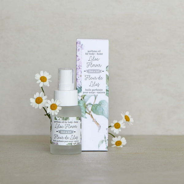 Huile parfumée Dot & Lil présentée avec son étui