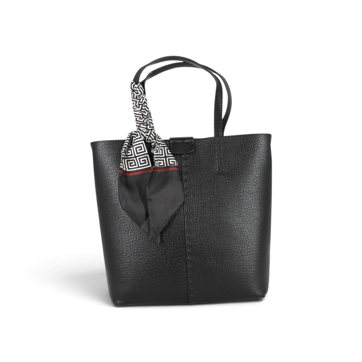 Sac cabas noir avec anses et foulard attaché