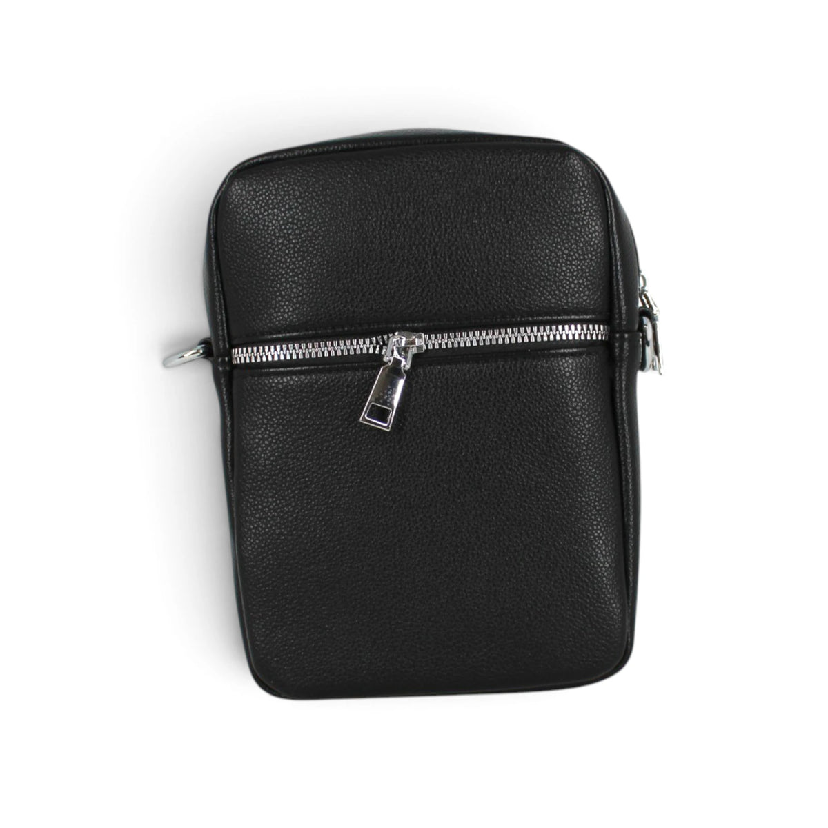 Petite sacoche noire à fermeture zippée, vue arrière