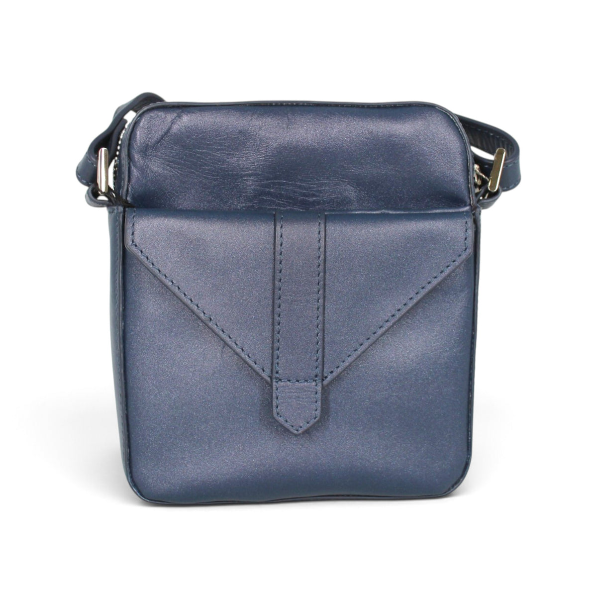 Sac à bandoulière Nadine en cuir bleu marine – vue du modèle