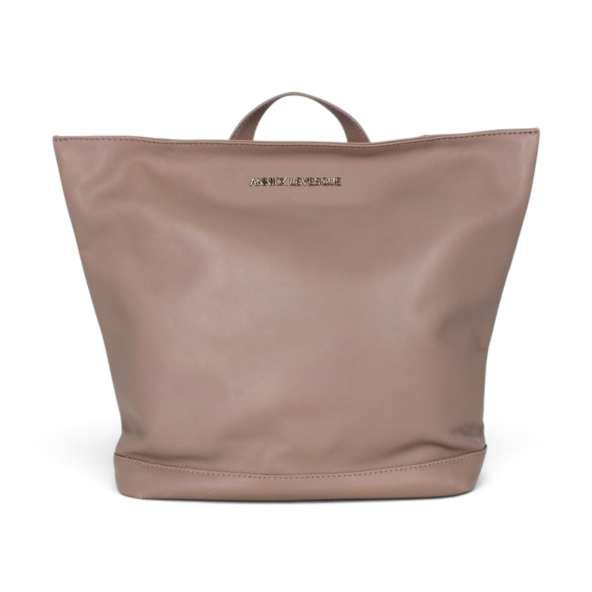 Sac à dos Lore en cuir taupe – vue du modèle