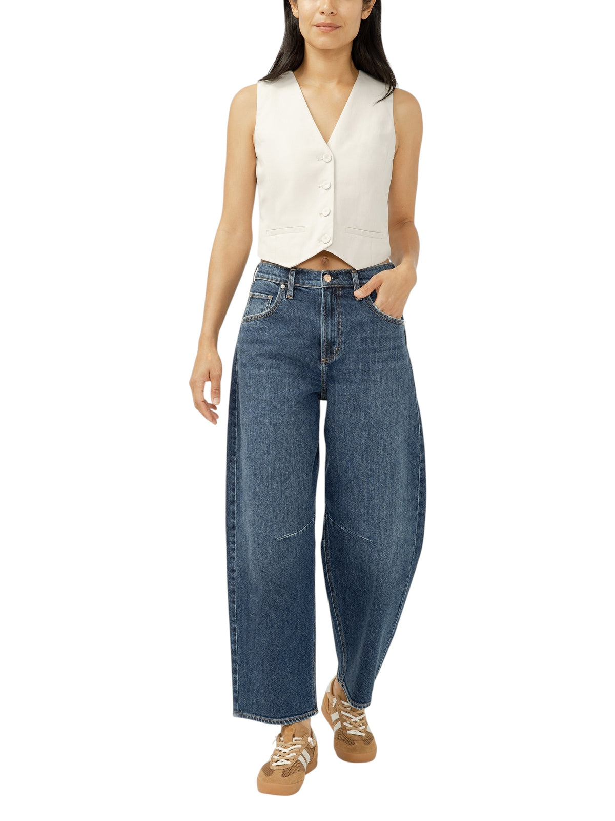 High Rise Barrel Leg Jeans