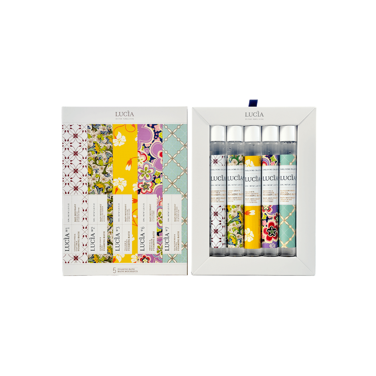 Coffret de produits Lucia aux emballages colorés