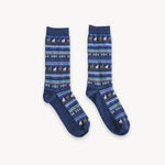 Chaussettes à motifs en mélange d’alpaga – Bleu spatial – Pokoloko