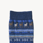 Chaussettes à motifs en mélange d’alpaga – Bleu spatial – Pokoloko