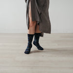 Chaussettes à motifs en mélange d’alpaga – Bleu spatial – Pokoloko