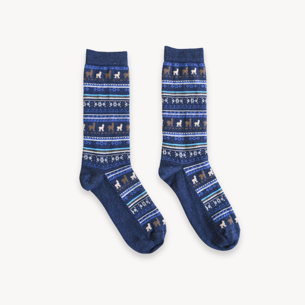 Chaussettes à motifs en mélange d’alpaga – Bleu spatial – Pokoloko