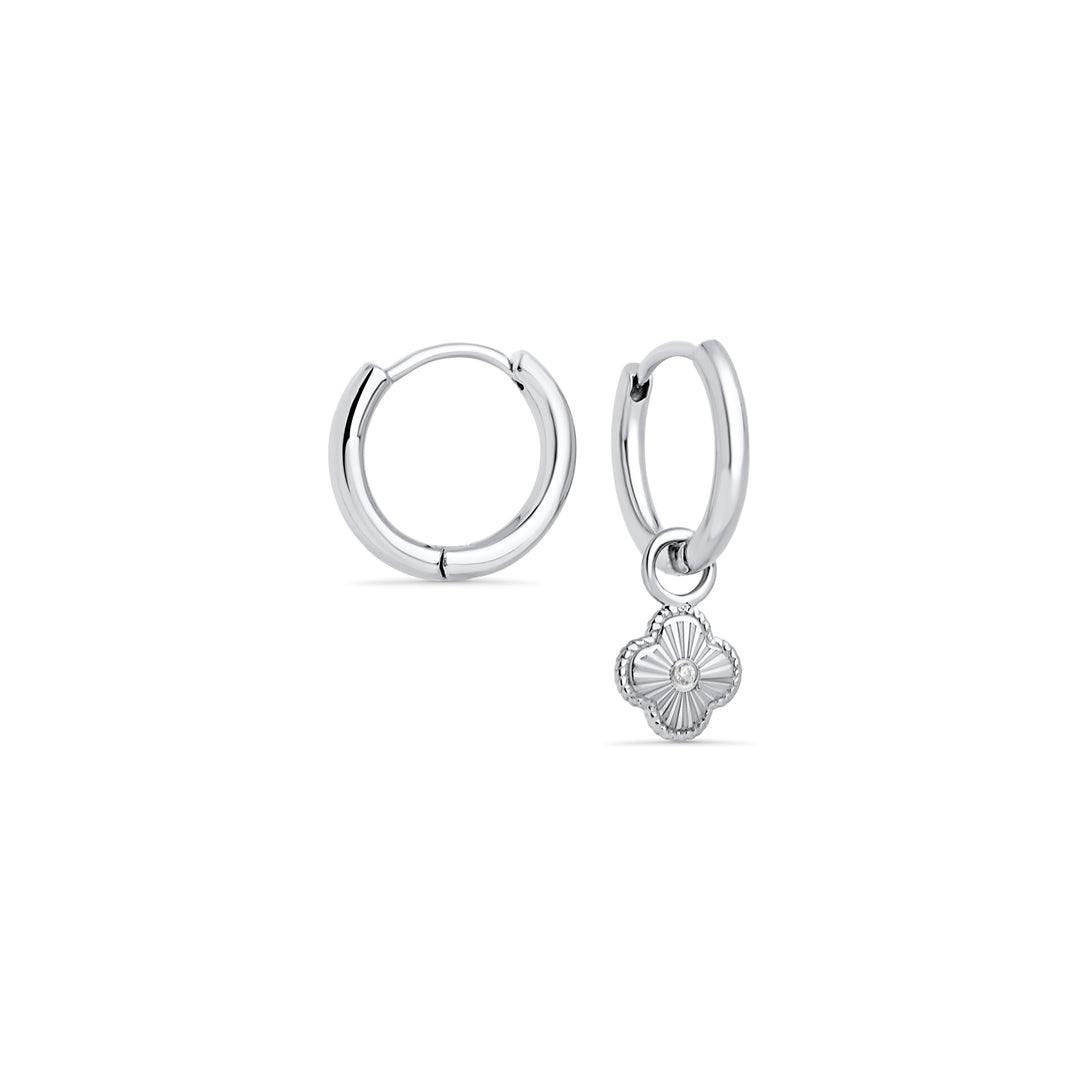 Boucles d’oreilles argentées convertibles, avec et sans trèfle