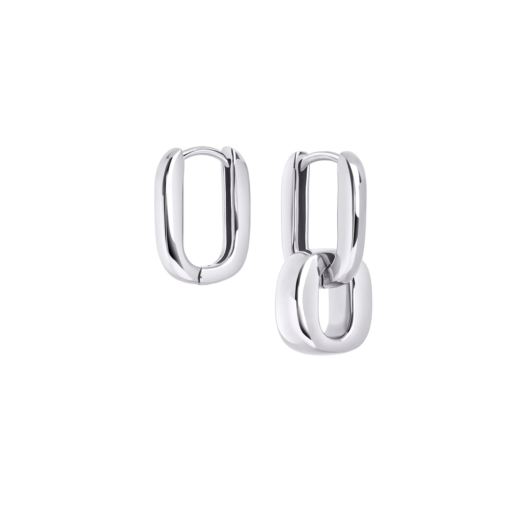 Boucles d’oreilles argentées convertibles à pendentif rectangulaire
