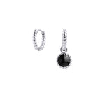 Boucles d’oreilles argentées convertibles avec pendentif noir