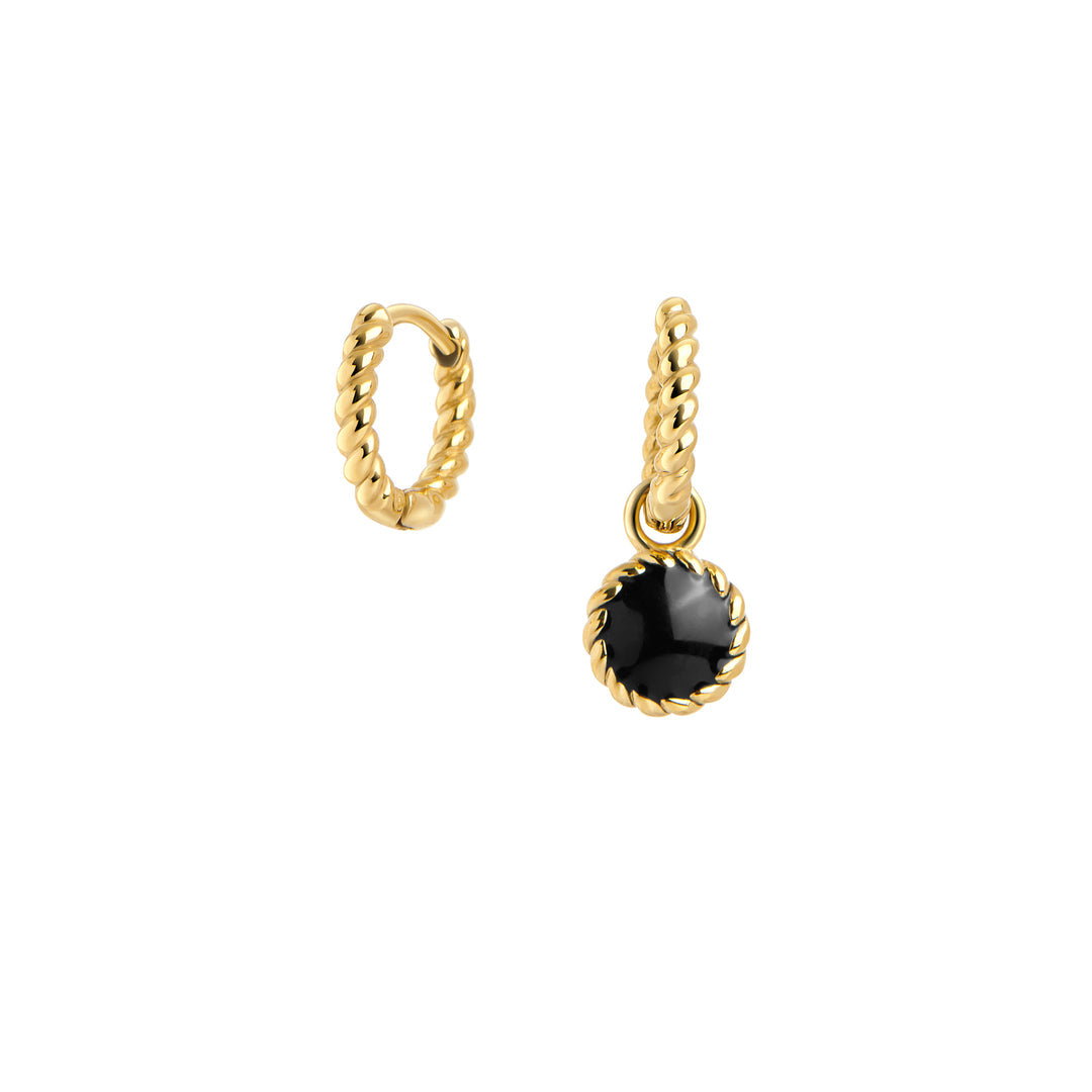 Boucles d’oreilles dorées convertibles avec pendentif noir