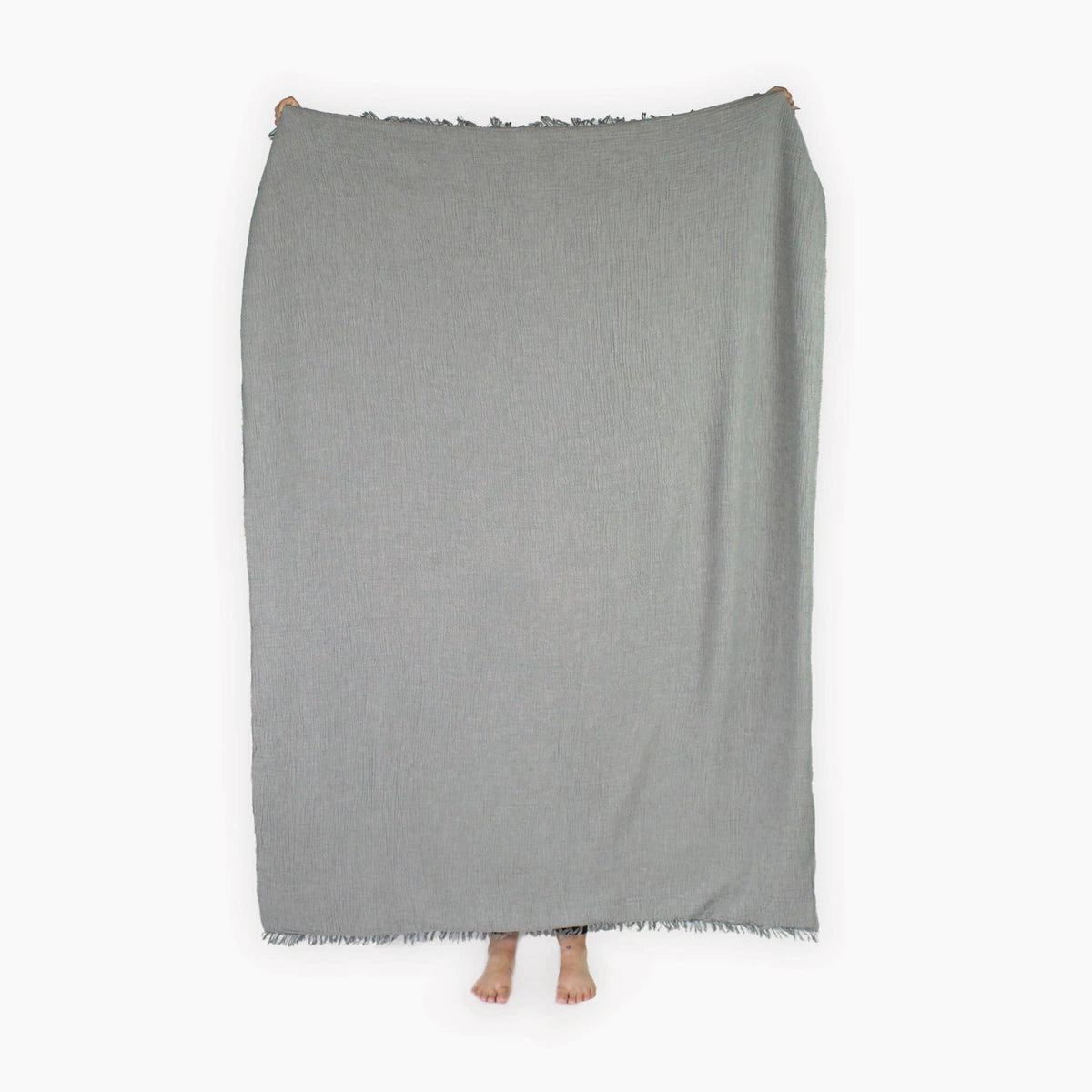 Jeté Crinkle doublé en molleton – Charbon et gris – Pokoloko