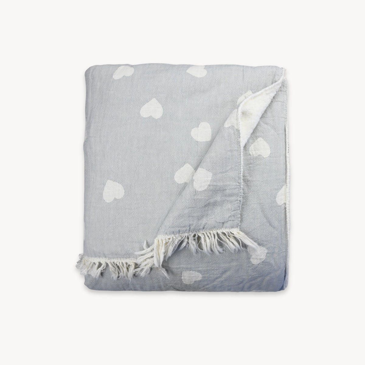 Jeté Have a Heart doublé en molleton – Gris – Pokoloko