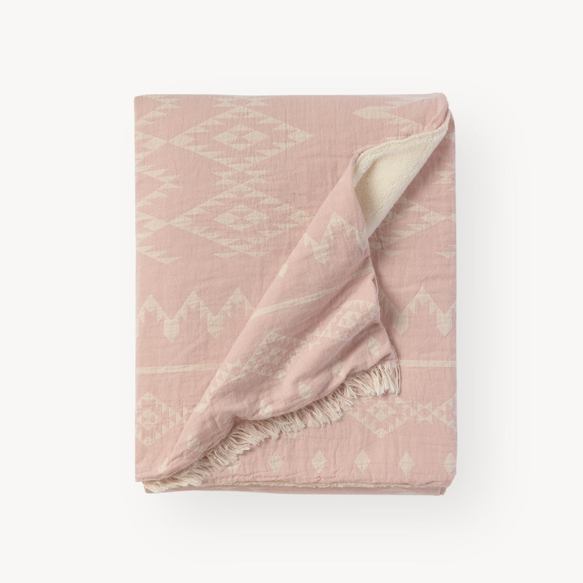 Jeté Atlas doublé en molleton – Rose pastel – Pokoloko