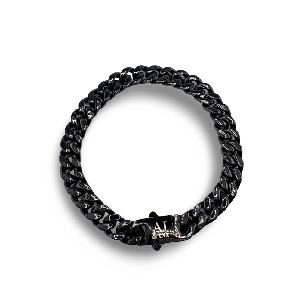 Bracelet noir à mailles épaisses