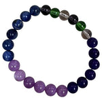 Bracelet de perles bleues, vertes et mauves
