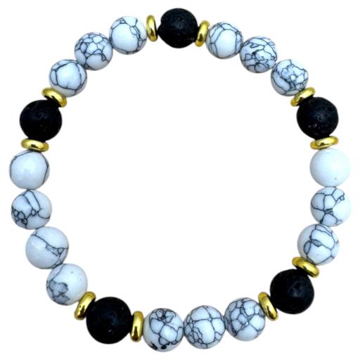 Bracelet de perles bleu pâle et noires
