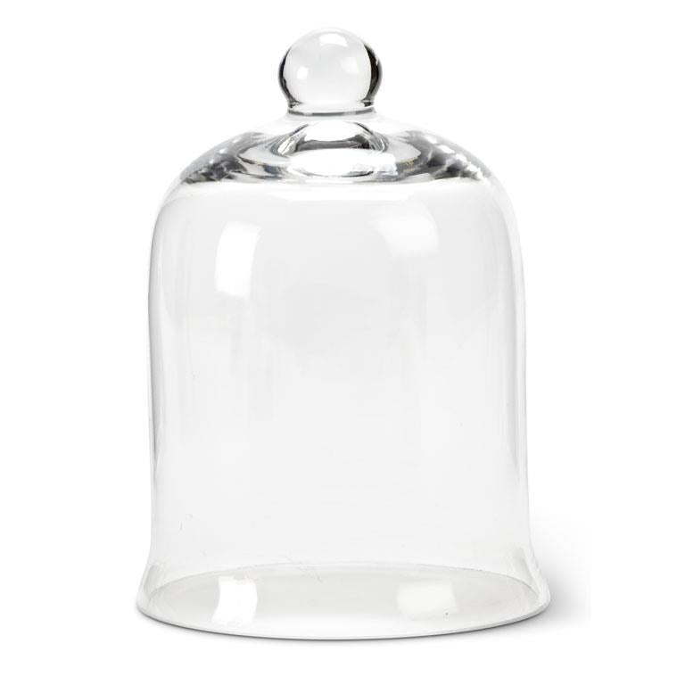 Cloche décorative transparente en verre avec bouton rond, hauteur de 18 cm