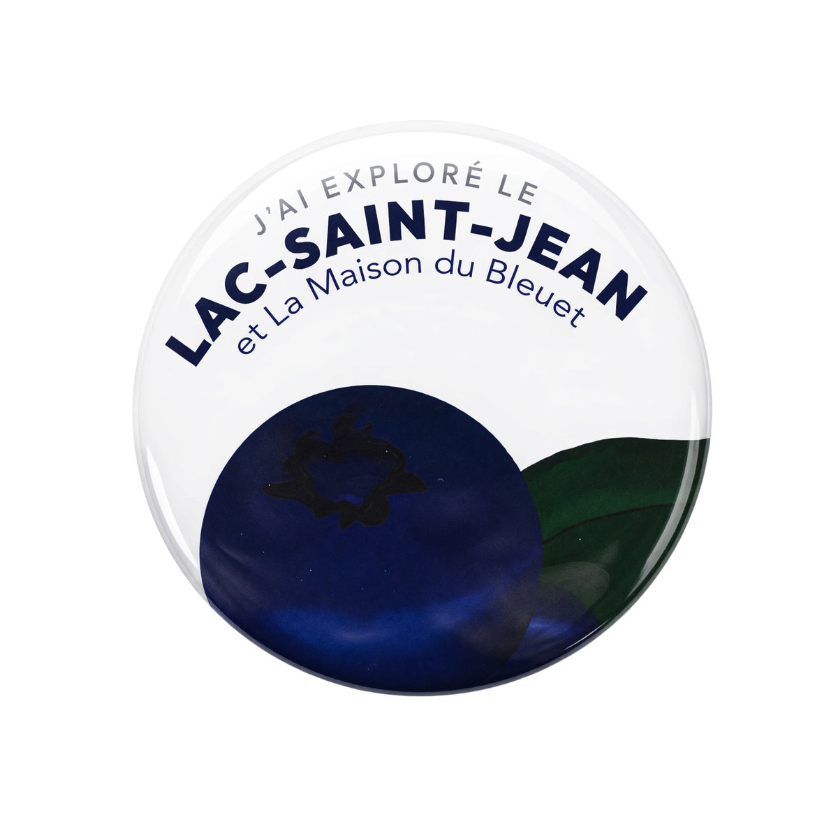 Aimant-décapsuleur Lac-Saint-Jean et boutique, illustration de bleuet