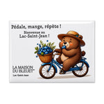 Aimant souvenir Pédale, mange, répète, ours à vélo