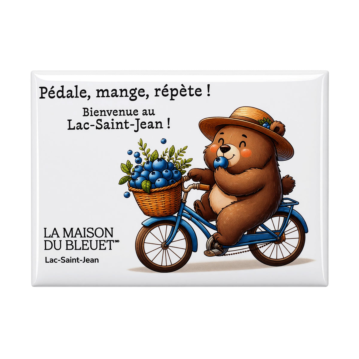 Aimant souvenir Pédale, mange, répète, ours à vélo