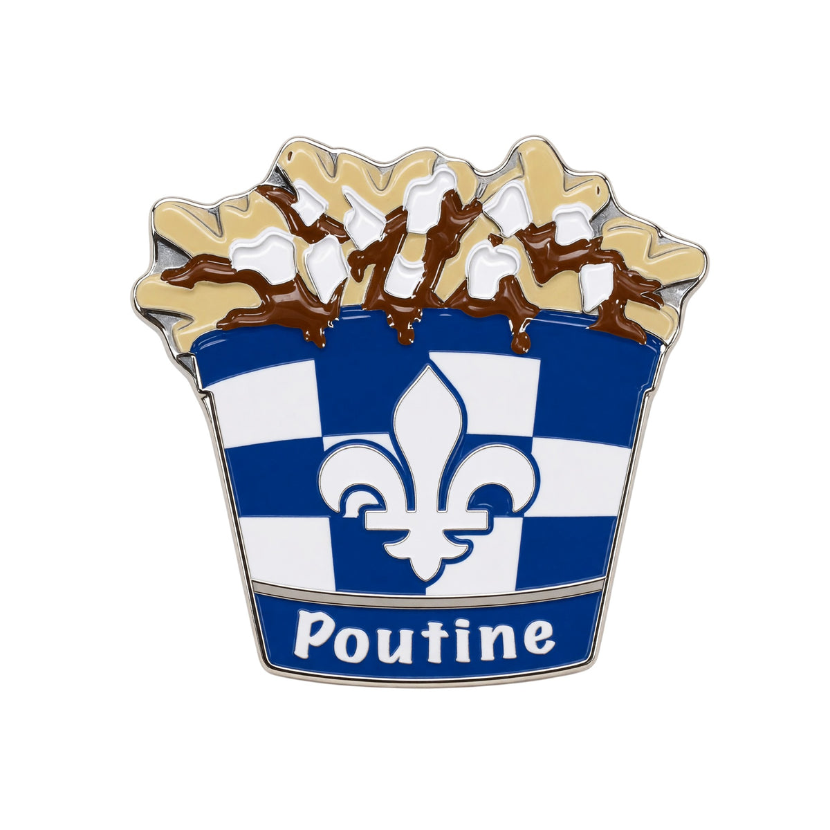 Aimant Poutine, contenant illustré avec fleur de lys
