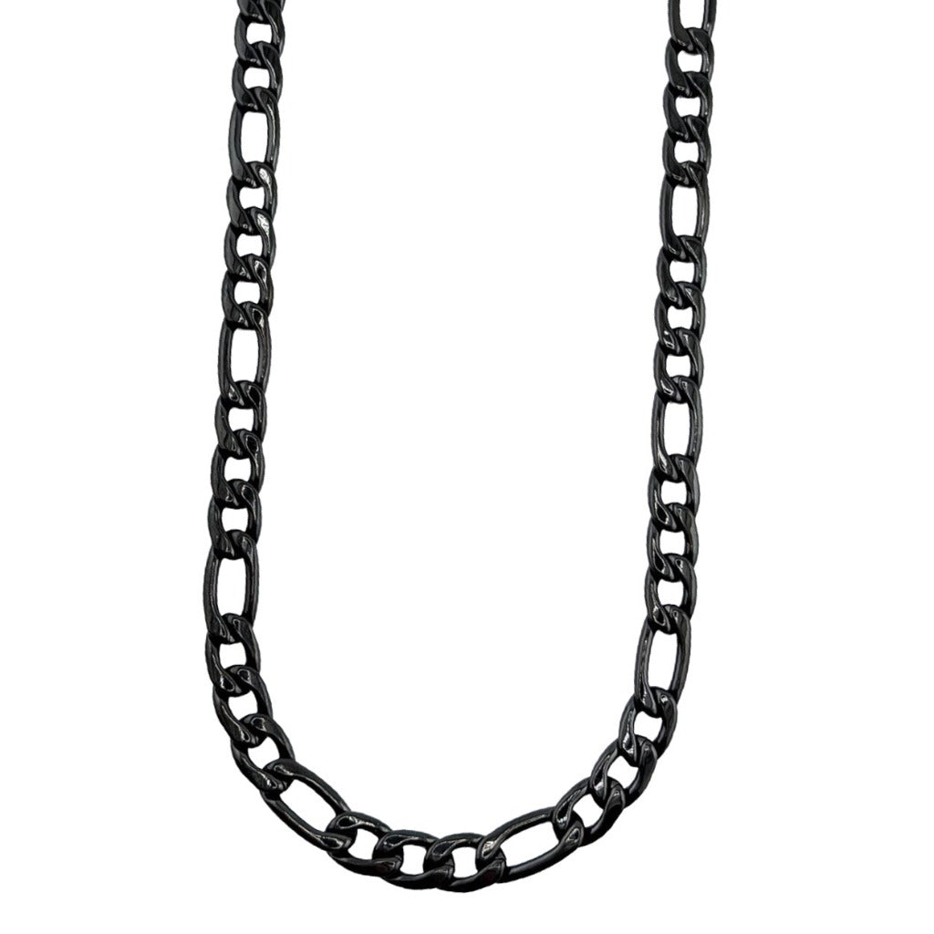 Collier Pilier noir AJ&co à maille Figaro, vue de face