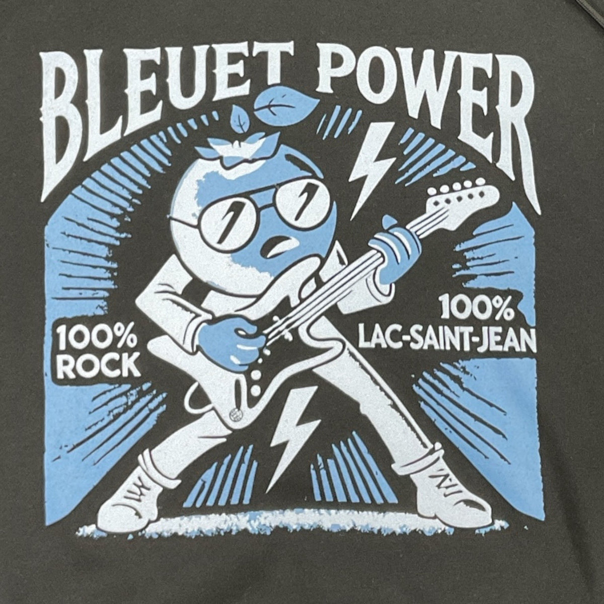 Coton ouaté à capuchon Bleuet Power – dessin visible à l'avant du hoodie Bleuet Power Bleu Marine