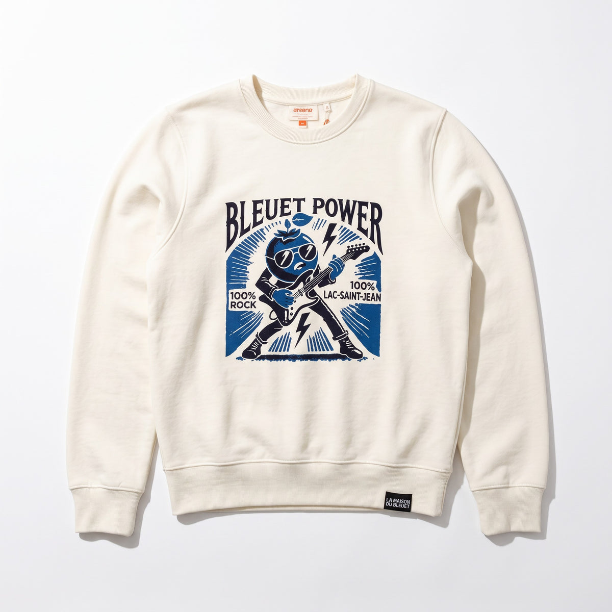 Coton ouaté unisexe à col rond Bleuet Power – photo du produit 1
