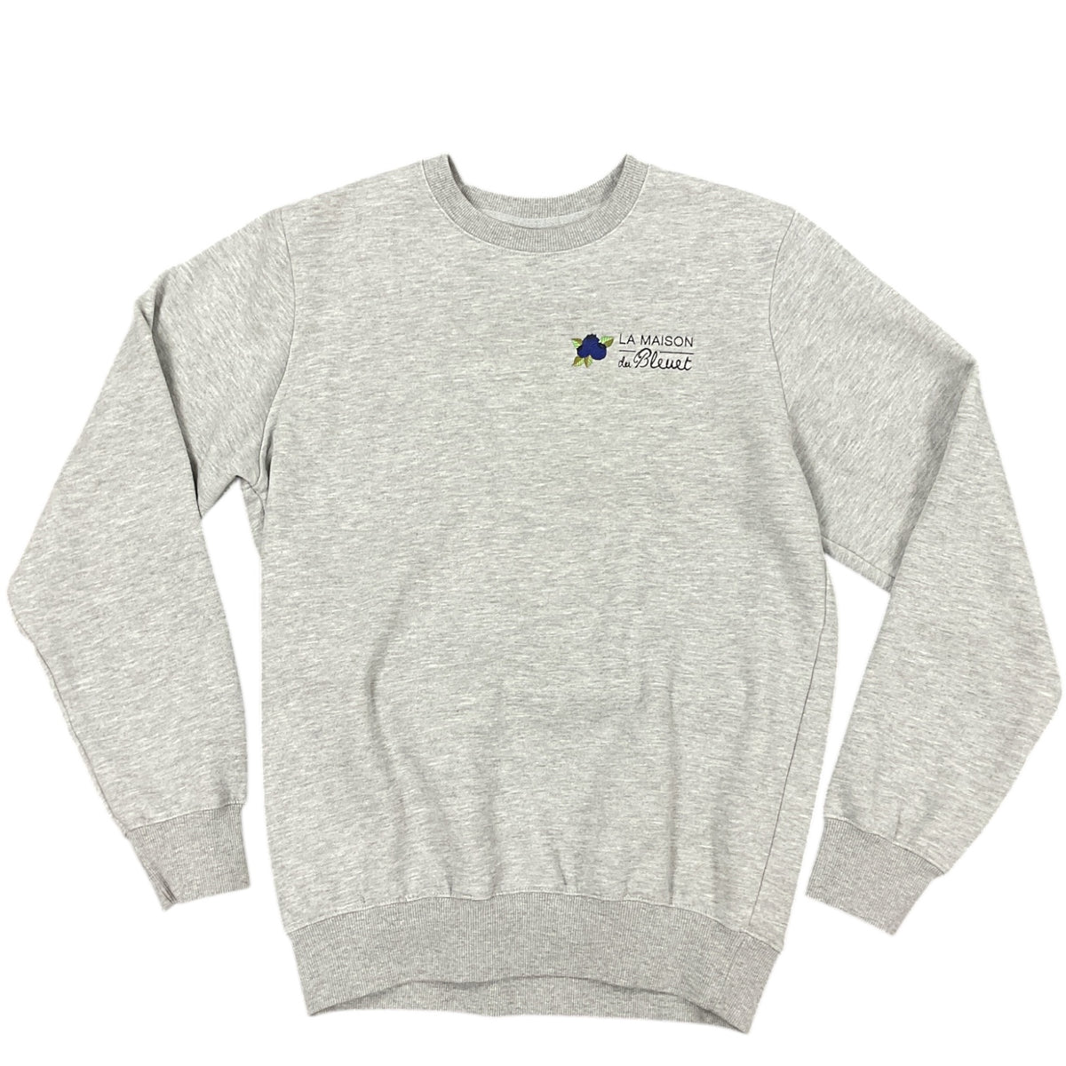 Coton ouaté unisexe à col rond – coton ouaté Gris avec broderie à l'avant