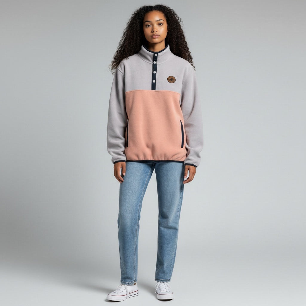 Micro-polar rétro unisexe – femme avec Polar Retro Mauve Lilas et Rose