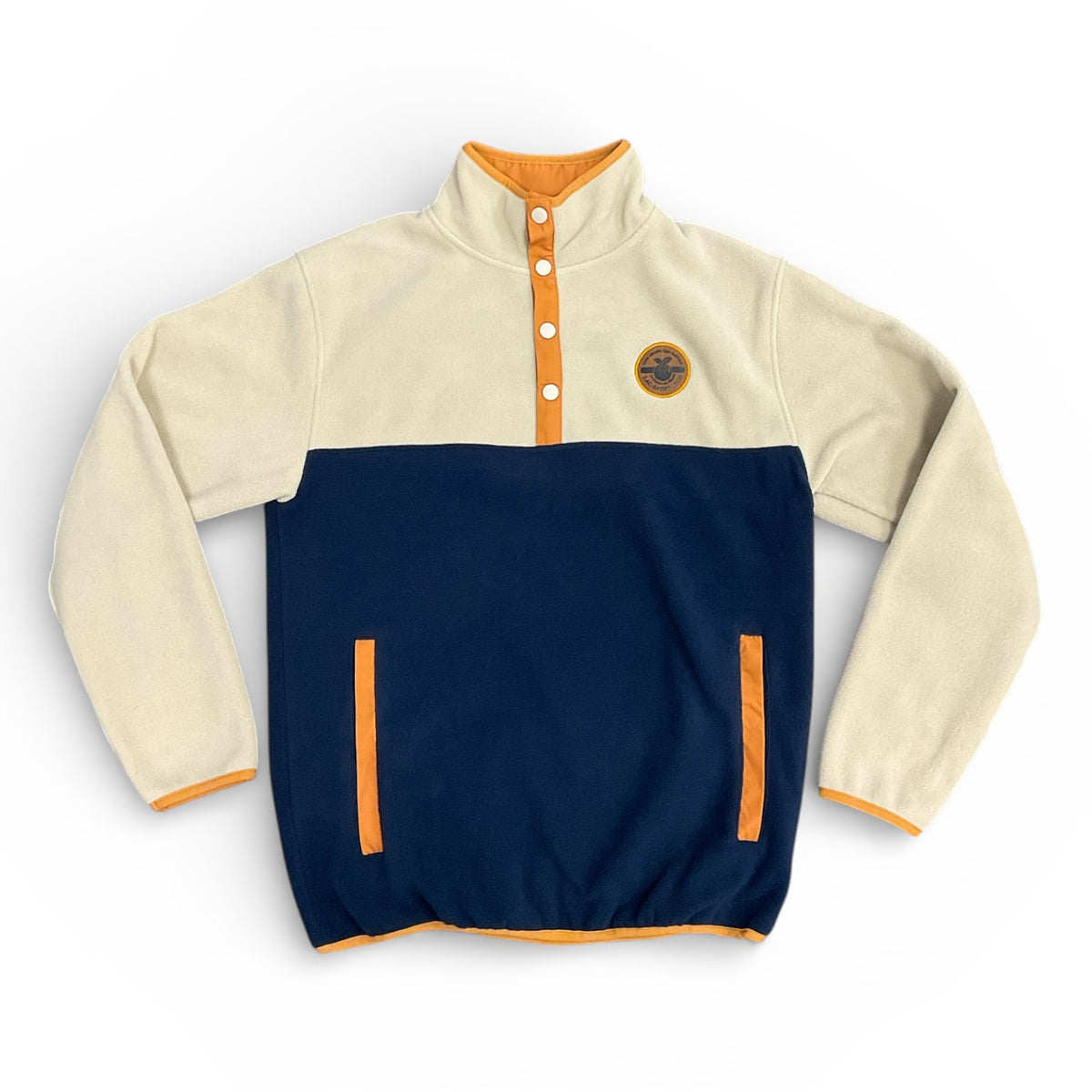 Micro-polar rétro unisexe – polar Retro Beige et Bleu Marine