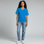 T-shirt à col V pour femme – bleu Saphir