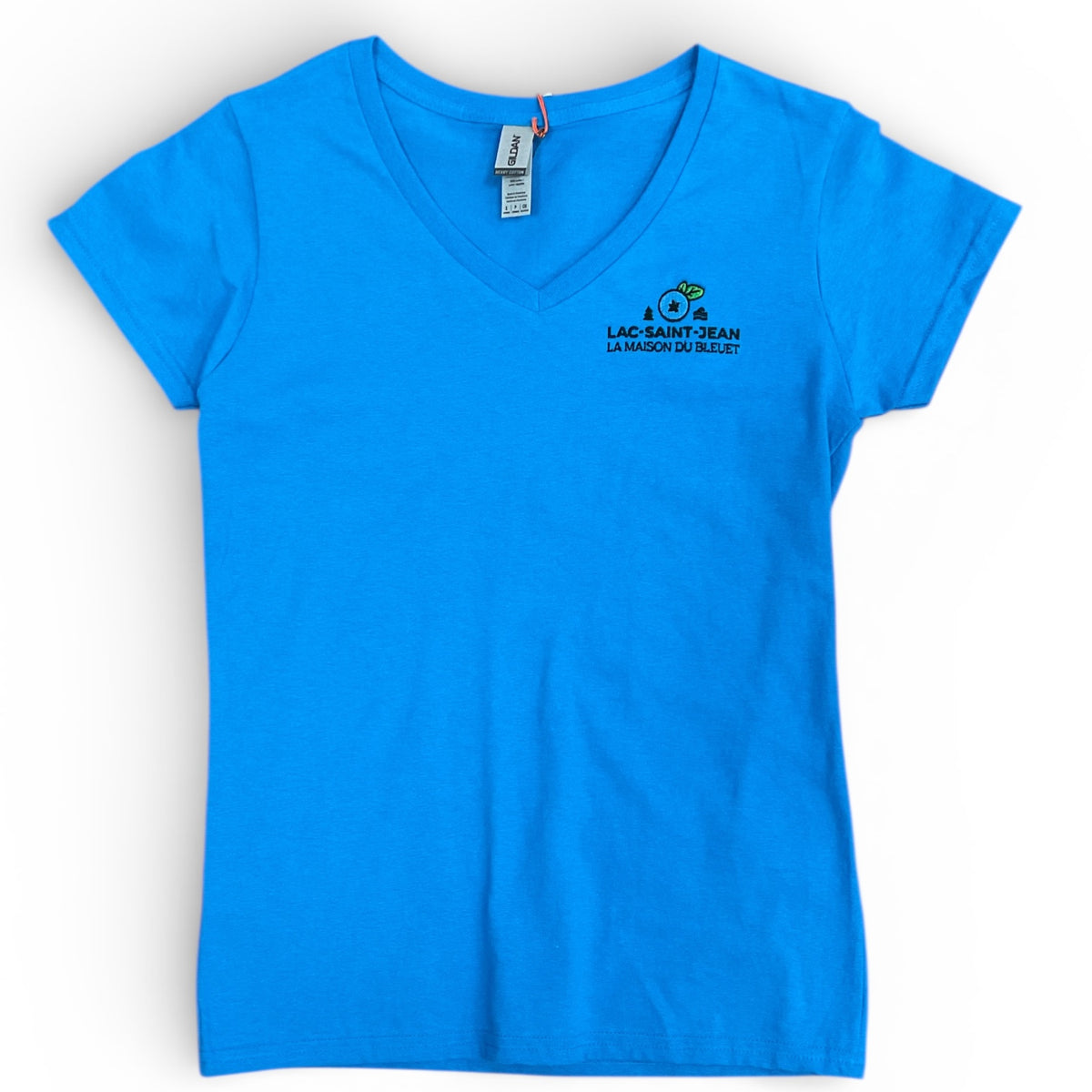 T-shirt à col V pour femme – bleu Saphir