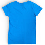 T-shirt à col V pour femme – bleu Saphir vue de dos