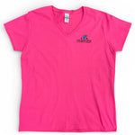 T-shirt à col V pour femme – rose heliconia