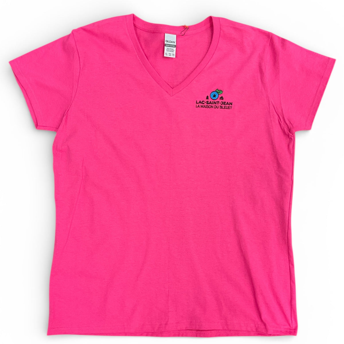 T-shirt à col V pour femme – rose heliconia