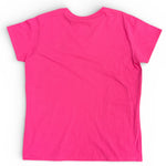 T-shirt à col V pour femme – rose heliconia vue de dos