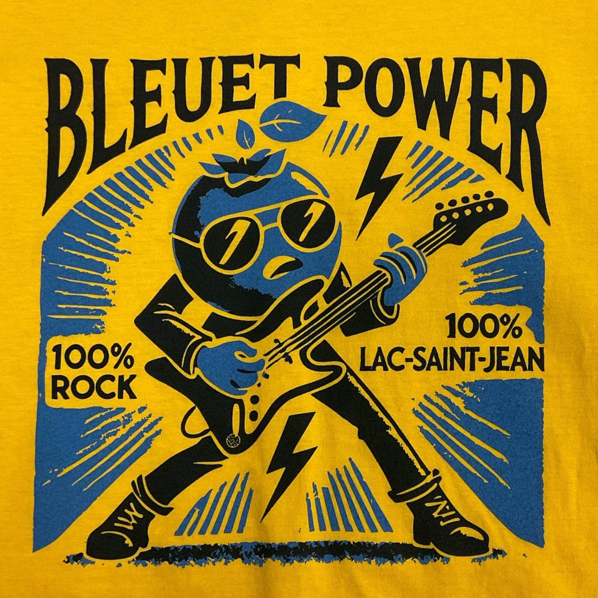 T-shirt unisexe Bleuet Power – dessin visible à l'avant du T-shirt Bleuet Power Jaune Or