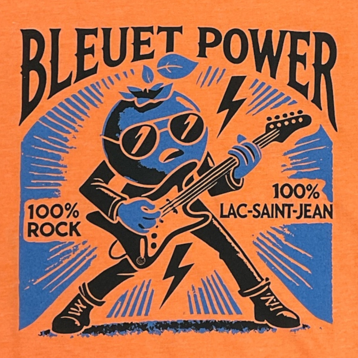 T-shirt unisexe Bleuet Power – dessin visible à l'avant du T-shirt Bleuet Power Orange
