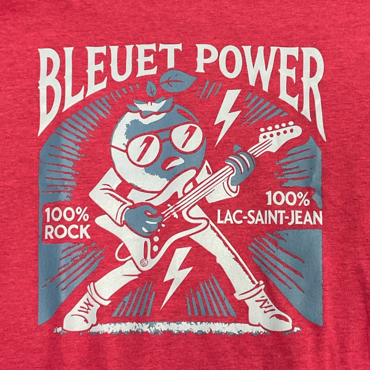 T-shirt unisexe Bleuet Power – dessin visible à l'avant du T-shirt Bleuet Power Rose Heliconia