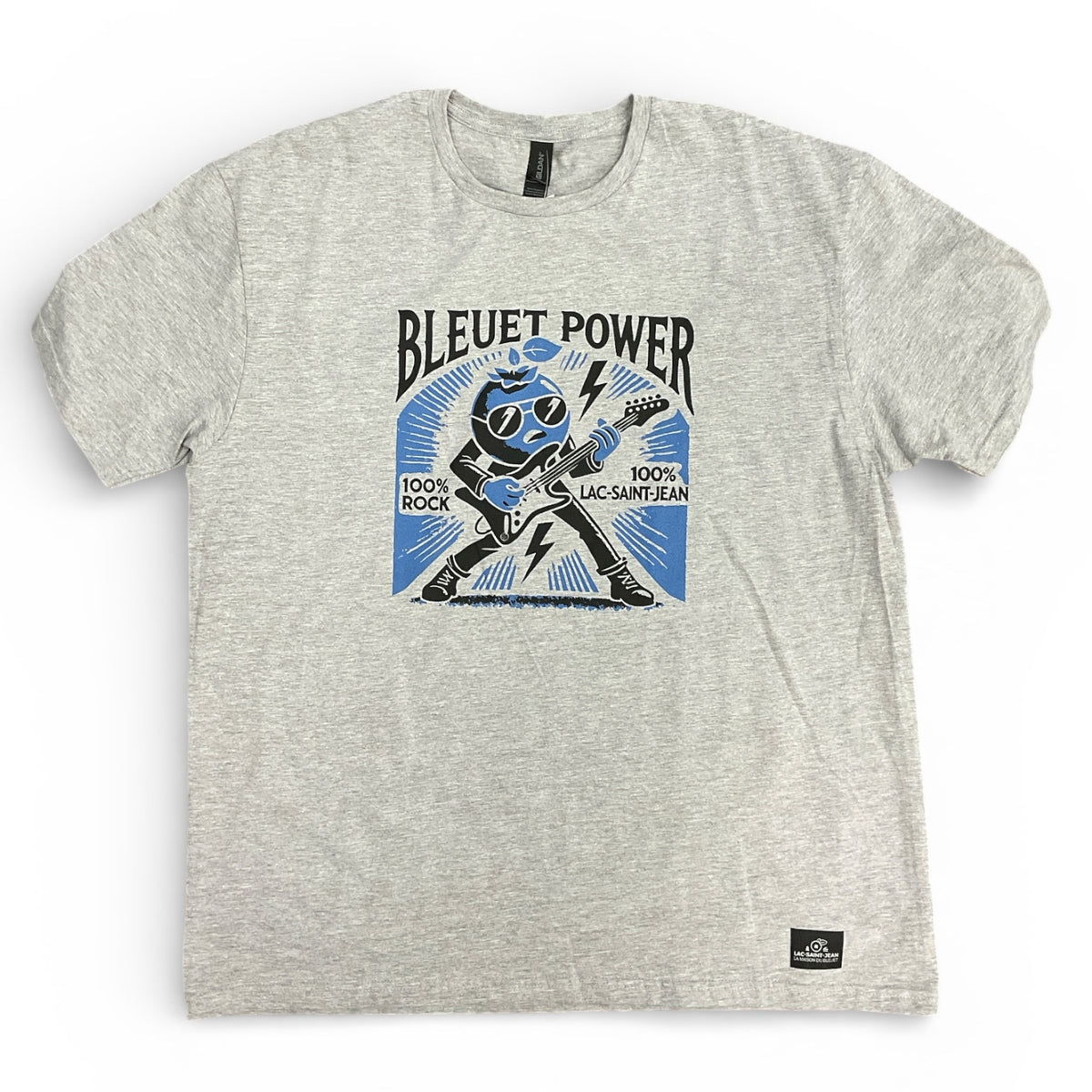 T-shirt unisexe Bleuet Power – gris avec dessin à l'avant