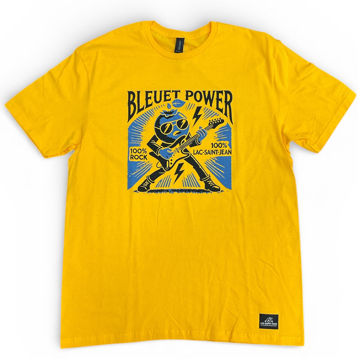 T-shirt unisexe Bleuet Power – jaune Or avec dessin à l'avant