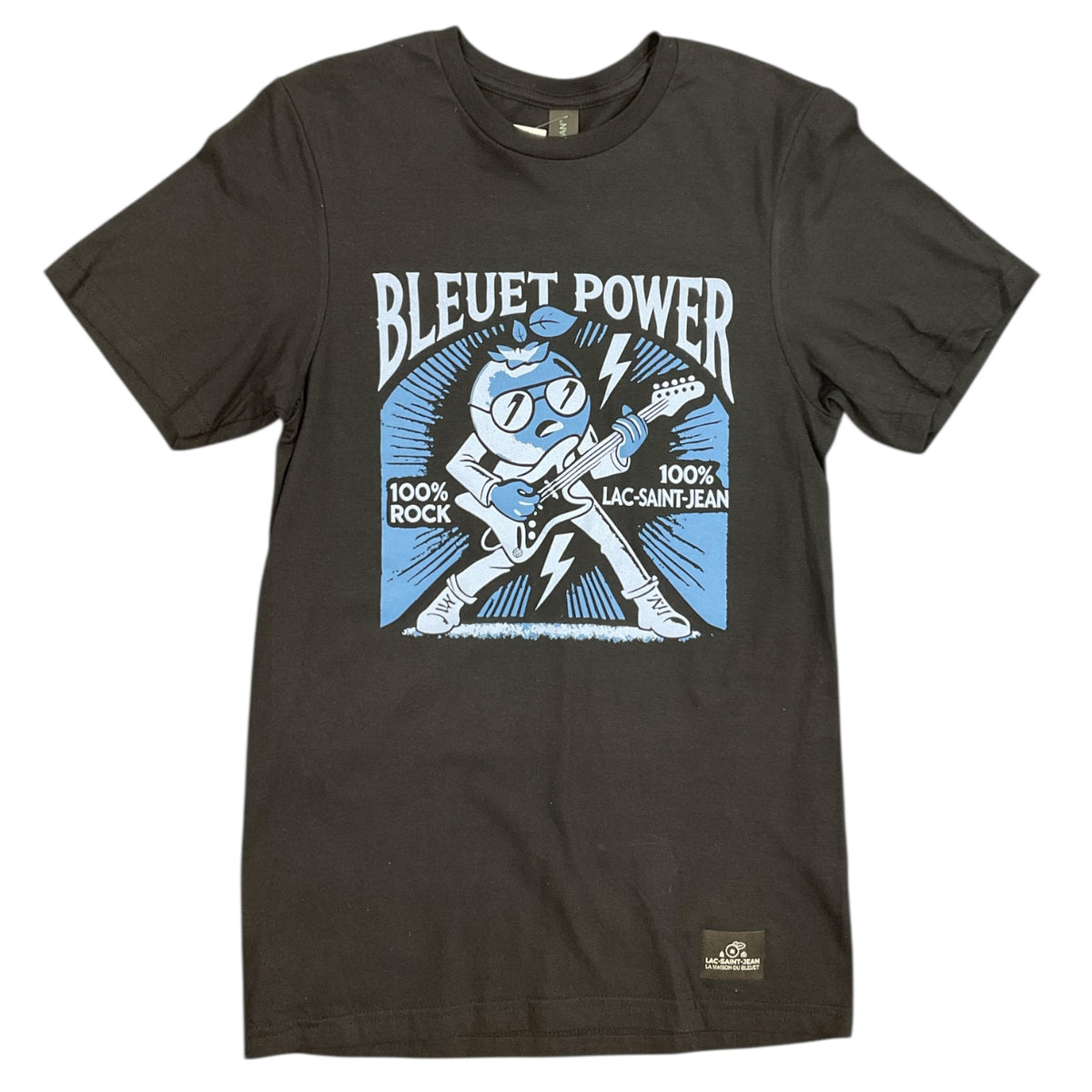 T-shirt unisexe Bleuet Power – noir avec dessin à l'avant