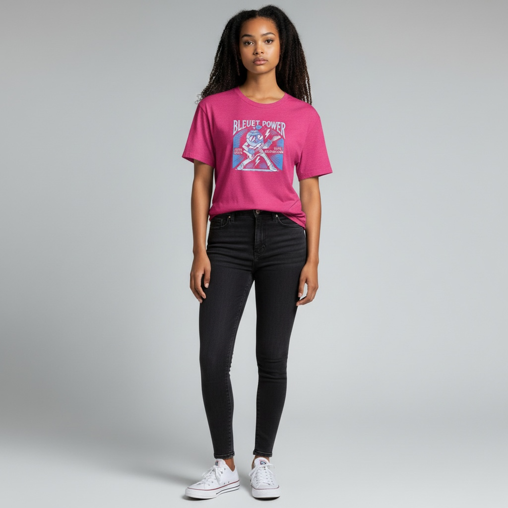 T-shirt unisexe Bleuet Power – rose Heliconia avec dessin à l'avant