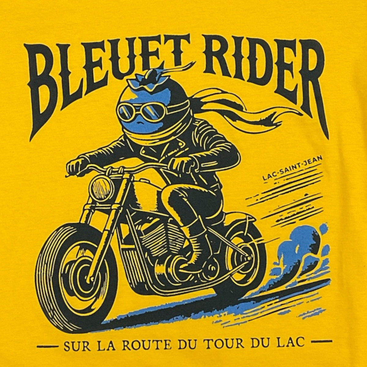T-shirt unisexe Bleuet Rider – dessin visible à l'avant du T-shirt Bleuet Rider Jaune Or