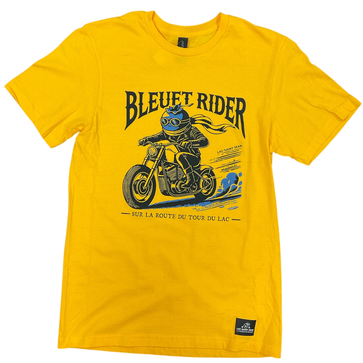 T-shirt unisexe Bleuet Rider – jaune Or avec dessin à l'avant