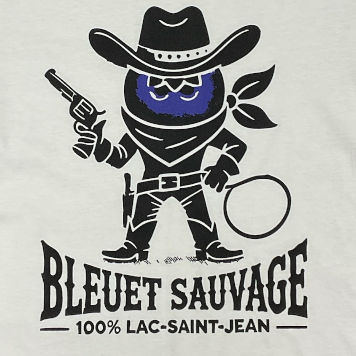 T-shirt unisexe Bleuet sauvage cowboy – dessin visible à l'avant du T-shirt Bleuet Sauvage Blanc