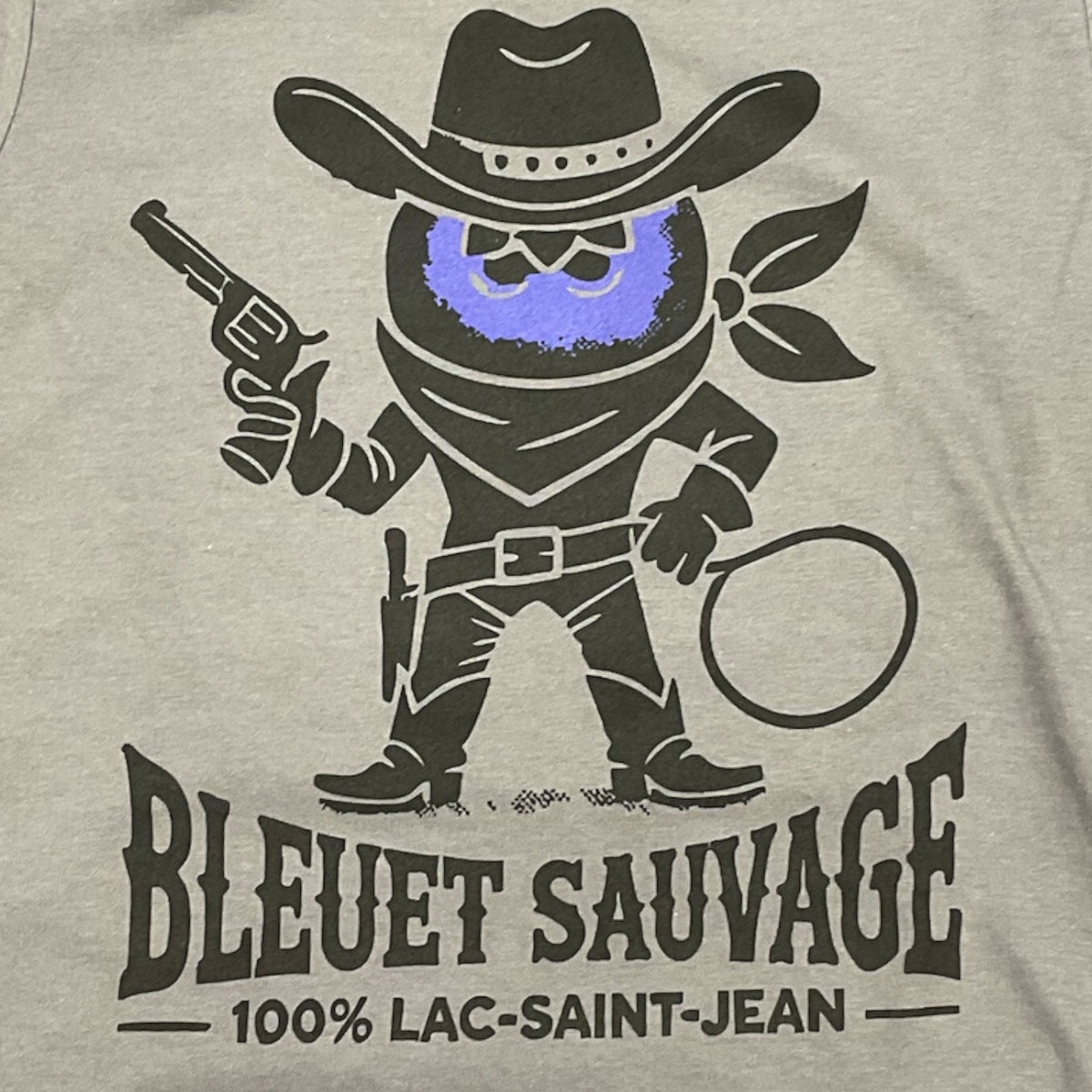 T-shirt unisexe Bleuet sauvage cowboy – dessin visible à l'avant du T-shirt Bleuet Sauvage Gris Charbon