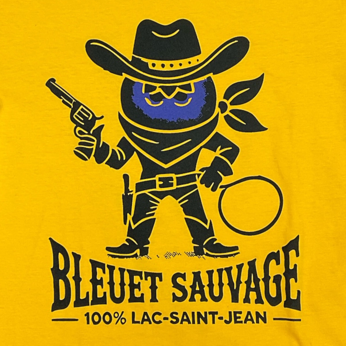 T-shirt unisexe Bleuet sauvage cowboy – dessin visible à l'avant du T-shirt Bleuet Sauvage Jaune Or